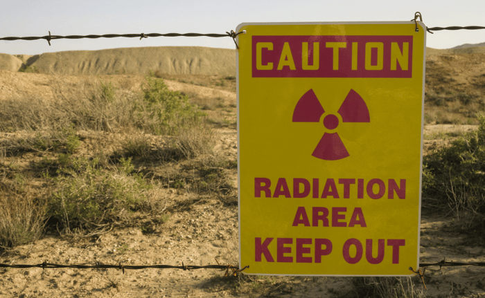 Radiation sign on barbed wire